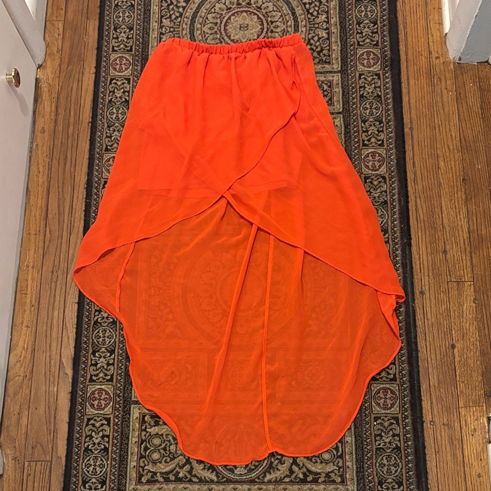 Coral/Orange Charlotte Russe Women's hi-low Skirt